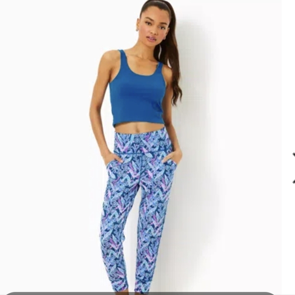 Lilly Pulitzer Leggings-High Rise Barton Blue Star Gazing NWT Medium - Picture 4 of 14